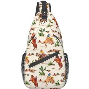 FRGMNT Veelkleurige Rozen Print Crossbody Sling Rugzak Sling Tas Voor Vrouwen, Borst Tas Dagrugzak Crossbody Voor Reizen Sport, Cowboy Ride Paard, Eén maat