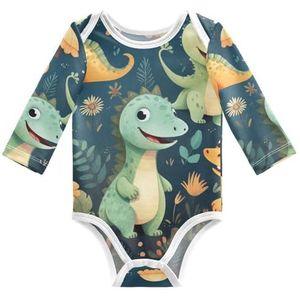 KAAVIYO Leuke Dinosaurus Cartoon Baby Lange Mouwen Unisex Nieuwe Katoenen Bodysuit voor Kinderen 3-24 Maanden Zomer, Patroon, 6 Maanden