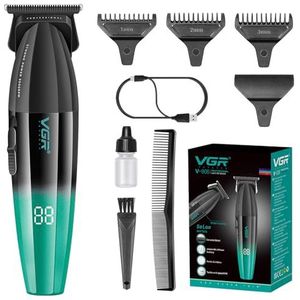 VGR 906 Fresh Fade Professionele Tondeuse, 9000 tpm Zero Gapped Baardtrimmer voor Mannen, DLC T-Blade Draadloze Tondeuse voor Kappers en USB Oplaadbaar, Groen