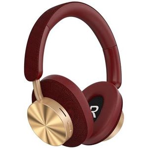 Draadloze Bluetooth 5.3 Hoofdtelefoon, on-ear hoofdtelefoon, draadloos, over-ear, ruisonderdrukking, basstereogeluid, krachtig, 40 uur, rood