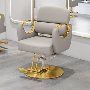 PA-DABAOO Robuuste Kappersstoel, Professionele Salonstoel Voor Haarstylist, in Hoogte Verstelbaar, 360 Graden Draaibaar, Multifunctionele Haarstyling- En Shampoostoel, Metalen Pedaal,Beige