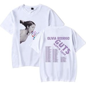 OR Guts World Tour T-shirt zangeres topalbum trendy top korte mouwen, T-shirt voor dames en heren, Wit, S