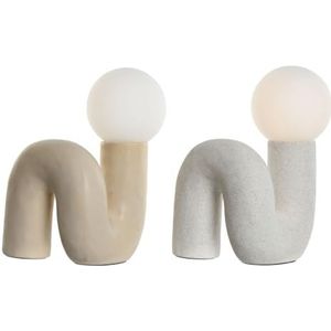 Home ESPRIT Bureaulamp, wit, beige, keramiek, glas, 220 V, 22 x 17 x 29 cm (2 stuks)