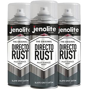 JENOLITE Directorust Satijnverf | LEIGRIJS | Multi-oppervlak | Hout, metaal, kunststof, keramiek en verroeste oppervlakken | 3 x 400 ml | RAL 7031
