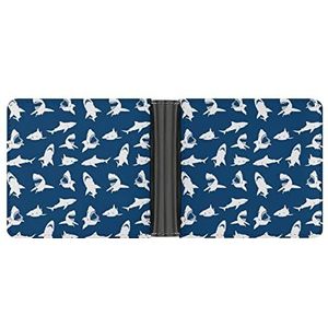 Grote witte haai lederen portemonnee voor heren, minimalistische blokkerende tweevoudige portefeuilles, slanke portemonnee met 6 creditcards