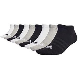 adidas 9 paar Sportswear Low Cut sneakersokken, uniseks, korte sokken, wit/grijs gemêleerd/zwart, 40/42 EU