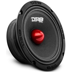 DS18 PRO-GM6.4B Midrange Luidspreker 6.5 inch Rood Aluminium Bullet, 480W Max, 4 Ohm, 1.5"" Kapton VC Premium Kwaliteit Audio Deur Speakers voor Auto of Truck Stereo Sound System (1 Speaker)