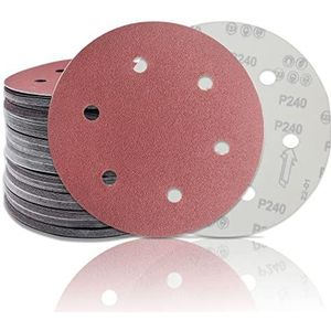 SenmaiTools Senmai Tools Schuurschijven, 30 stuks, 225 mm, 6 gaten, schuurpapier voor muren en plafonds met 225 mm / 6 gaten (korrel 40/60/80/120/180/240)