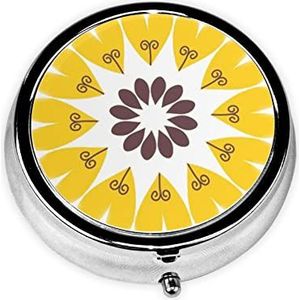 Zonnebloemschoonheid om de Pillendoosje Decoratieve Doos van de Pillendoos, Twee Compartiment Pillendoosje