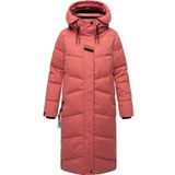 Navahoo Winterjas voor dames, warme gewatteerde jas, lang, met capuchon, knuffelmausi, S-XXL, rood (rouge), L