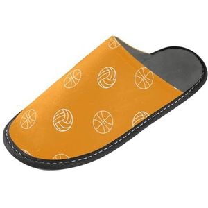 LI ZHI XIN Volwassen Pluche Slippers Dames Flanel Warme Huis Schoenen Met Antislip Mens Indoor Slippers Met PVC Zool Maat 4-11 Basketbal Volleybal Patronen, Meerkleurig, 4/5 UK