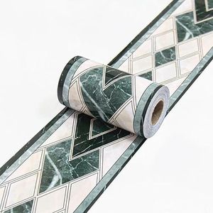 Behang pellen en plakken, Behangranden for muren, decoratieve randen for plafonds in de badkamer, woonkamer en keuken(Green 41,10cm X 300cm)