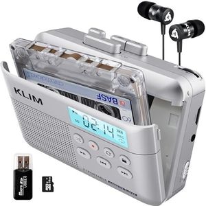 KLIM K7 - Cassette Tape Player - Draagbare Cassette Speler - Zilver - Oplaadbare Batterij - 16GB SD-kaart