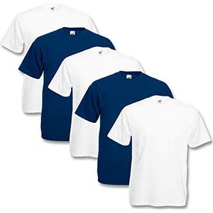 Fruit of the Loom 5 Pack Valueweight T, 3 Pezzi Bianco 2 Blu Navy, 5XL