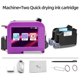 Mini draagbare handheld etikettenprinter Productiedatum QR-code Flessendop Verpakking Niet-vervagende codeermachine,Soepele werking(Printer-2 Ink)