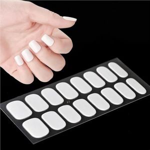 16 Tips Naakt Semi-uitgeharde Gel Nail Wraps Sticker Langdurige UV LED Lamp Franse Nagelsticker Volledige dekking Waterdichte Semi-uitgeharde Sticke(NL-CS-034)