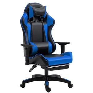 Ergonomische kantoor, pc-gamingstoel Goedkope bureaustoel Executive PU-leer Computerstoel Lendensteun met voetsteun Moderne taakrollende draaistoel for dames, heren (Kleur : Blauw, Maat : 49x50cm)