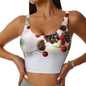 Kerstslinger met verlichting print comfortabel dames sportvest yoga workout vest voor vrouwen lichtgewicht zomer, Zwart, S