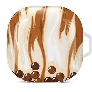 Bubble Tea in bruine suiker melk thee oordopjes hoesje compatibel met Samsung hard shell beschermhoes wit stijl
