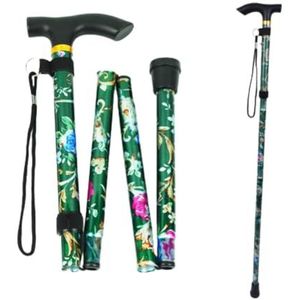 Wandelstok, verstelbare opvouwbare wandelstok, groene aluminium wandelstok, lichtgewicht, comfortabele grip en duurzame loophulp, gemakkelijk in hoogte verstelbaar, opvouwbaar, uitschuifbare