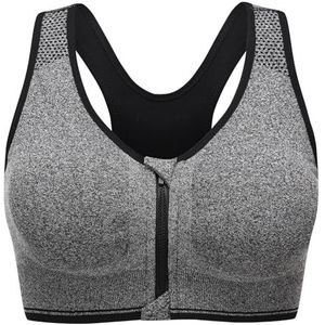 Graviar - Sport BH - Grijs - Voorkant Zip - Post Chirurgie - Verwijderbare Pads