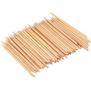 100Pcs Nail Cuticle Remover Sticks Nail Pusher Houten Sticks Manicure Art Double-Head Tool