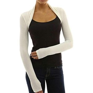 Krautwear Bolero voor dames met lange mouwen, viscose, bolero voor bruiloft, feestje, effen, zwart, grijs, roze, marineblauw, Ivoor, One size