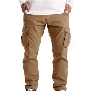 Cargobroek For Heren, Casual Katoenen, Rekbare Broek Met Trekkoord In De Taille(Dark brown,5XL)