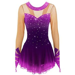 B,11/13,PONNYC Schaatsjurk Met Kleurverloop Voor Meisjes Kunstschaats Kleding Met Hoge Elasticiteit Gymnastiek Performance Turnpakjes Winter Sport Kleding Met Volledige Diamantvorm