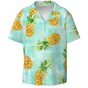 YJxoZH Mode Ananas Print Heren Jurk Shirts Casual Button Down Korte Mouw Zomer Strand Shirt Vakantie Shirts, Zwart, M