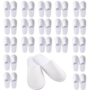 Gziztx Hotelslipper 20/40/100 paar witte wegwerppantoffels, set gastenpantoffels, 5 mm, universele maat, voor spa, hotel, thuis, dames en heren, wit, 44 EU
