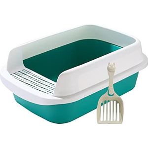 Kattenbak toilet, afneembare kattenbak, half gesloten ondersteek, gemakkelijk schoon te maken, kitten zandbak, medium groen (Color : Large Green)