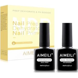AIMEILI 2 x 10 ml Dehydrator Nail Prep en Primer, Air Dry Nail Primer Nail Dehydrator voor acrylnagels Gelnagels