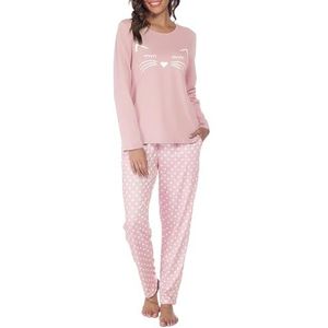 Reliwel Pyjama Dames Lange Pyjama Katoenen Winter Pyjama Set Ronde Hals Top en Pyjamabroek Lange Mouwen Loungewear Nachtkleding Huispak Gezellig Vrijetijdspak