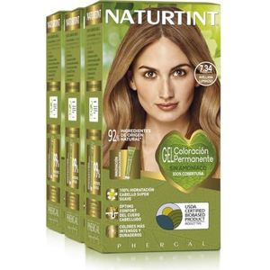 Naturtint Biobased | Ammoniakvrije kleuring | 100% grijsdekking | Plantaardige ingrediënten | Natuurlijke en langhoudende kleur | 7.34 Hazelnoot Stralend | Pak van 3
