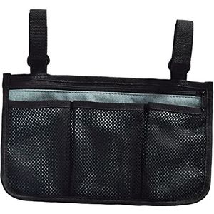 Rolstoel Armsteun Side Opbergtas Pouch Draagbaar voor de meeste Rolstoelen, Zwart, 31 x 19 cm