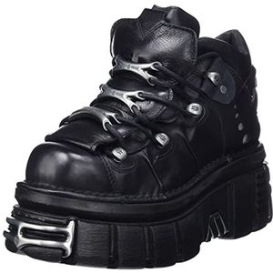 New Rock Schoenen 106 heren laarzen zwart met platform en ornamenten Metallic Urban Black Shoes M.106-S112, Zwart, 39 EU