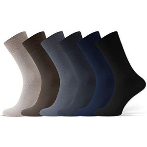 Sesto Senso Gezondheidssokken voor heren, zonder elastische band, diabetici, comfort, 6 of 12 paar, gezonde klassieke premium rubberprint, katoenen sokken