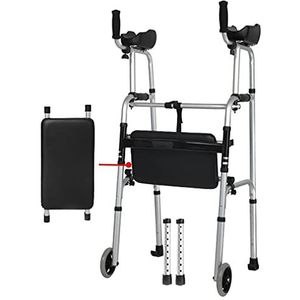 KRXSOBNV, Looprek Verrijdbaar for gehandicapten met zitting Opklapbaar Ouderen Loophulp Verstelbare hoogte Aluminium Lichtgewicht Verlangen naar ，Looprek