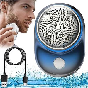 Upgrade krachtig stormscheerapparaat voor mannen, oplaadbaar USB-scheerapparaat voor mannen, mini-scheerapparaat draagbare elektrische scheerapparaten Vaderdaggeschenken (kleur: blauw)