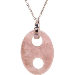 Women Gold Chains Pendant Necklace Bohemia Natural Amazonite Amethyst Necklace Teengirls Jewelry Gift (Color : Rose Quartz Silver)