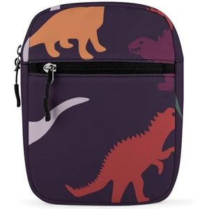 Veelkleurige Dinosaurussen Mini Crossbody Tas Unisex Anti-Diefstal Side Schoudertassen Reizen Kleine Messenger Bag
