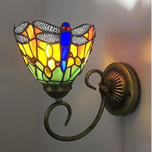 Tiffany -Stijl Muurlichtwandwand Lample Lample Oranje Libelwandwandmuurlicht Met 6 Inch Vaste Verlichting Voor Lounge Corridor