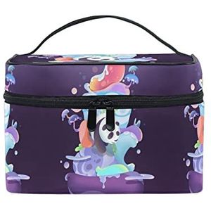 Schattig cadeau baby panda dier make-up tas voor vrouwen cosmetische tassen toilettas trein koffer