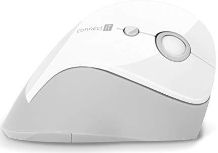 Connect It voor Health ergonomische, verticale muis, (+ 1x AA-batterij gratis), draadloos, wit