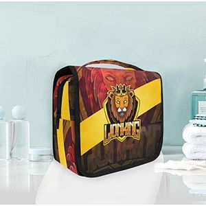 Lion King Art Hangende Opvouwbare Toilettas Make-up Reizen Organizer Tassen Case voor Vrouwen Meisjes Badkamer
