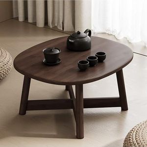 Multifunctionele klaptafel, Kleine ronde salontafel van bamboe, Japanse stijl, vloertafel, moderne tatamitafel uit het midden van de eeuw for de woonkamer(23.62""Lx19.69""Wx13.39""H(60x50x34cm))