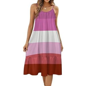 Lesbian Pride Flag dames onderjurk print korte jurk strand zonnejurk mini-jurk casual swingjurken 3XL