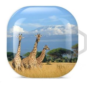 Drie giraffen op Kilimanjaro oordopjes hoesje compatibel met Samsung Hard Shell Beschermhoes Wit-stijl