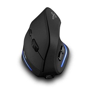 Zelotes Draadloze Muis Oplaadbaar,2,4 GHz 2400DPI Verticale Ergonomische Muis,6 Knoppen USB Optische Muis Draadloos,Wireless Mouse voor Notebook,PC,Zwart